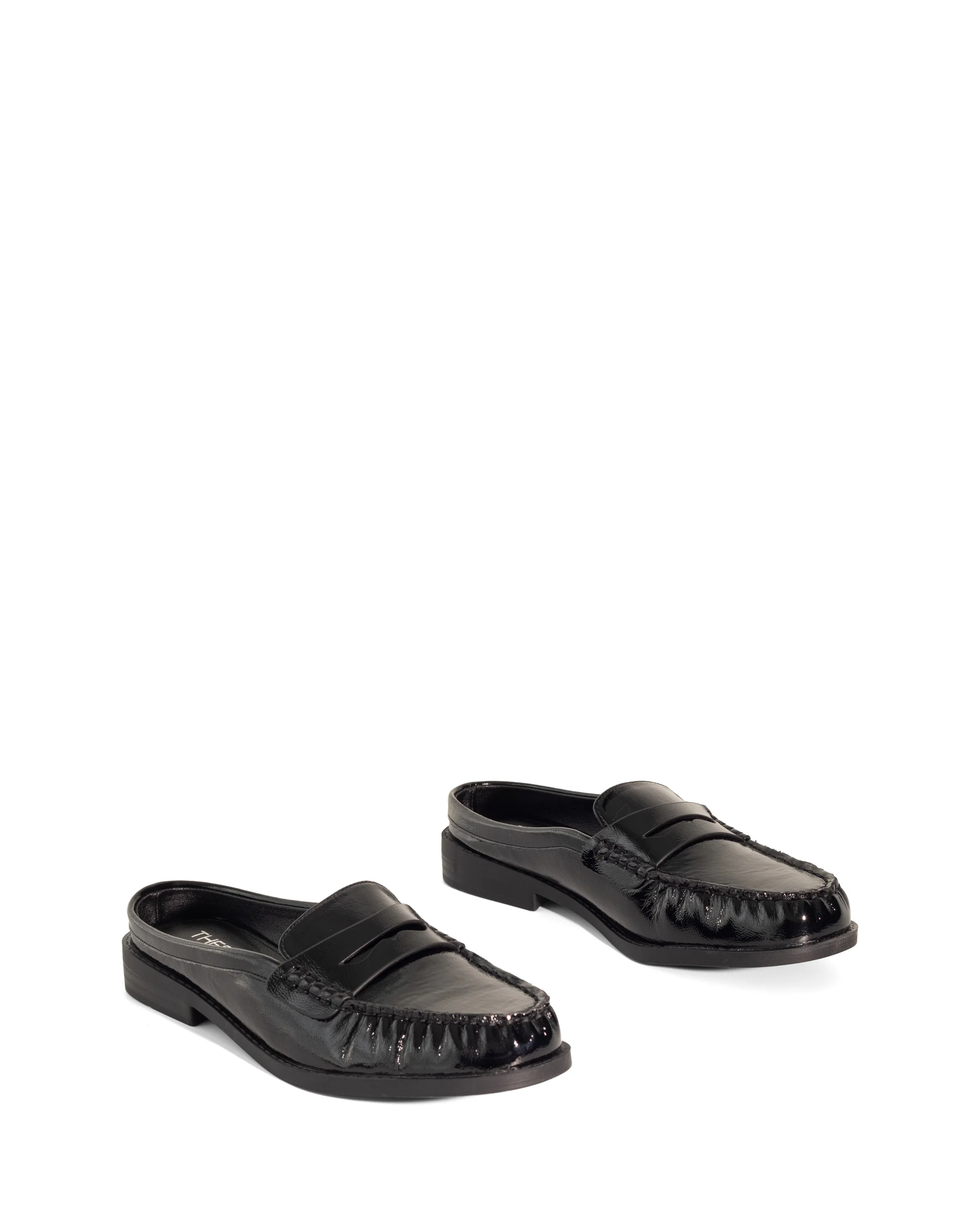 Atticus Loafer Mule Black Crinkled Patent - Image 2