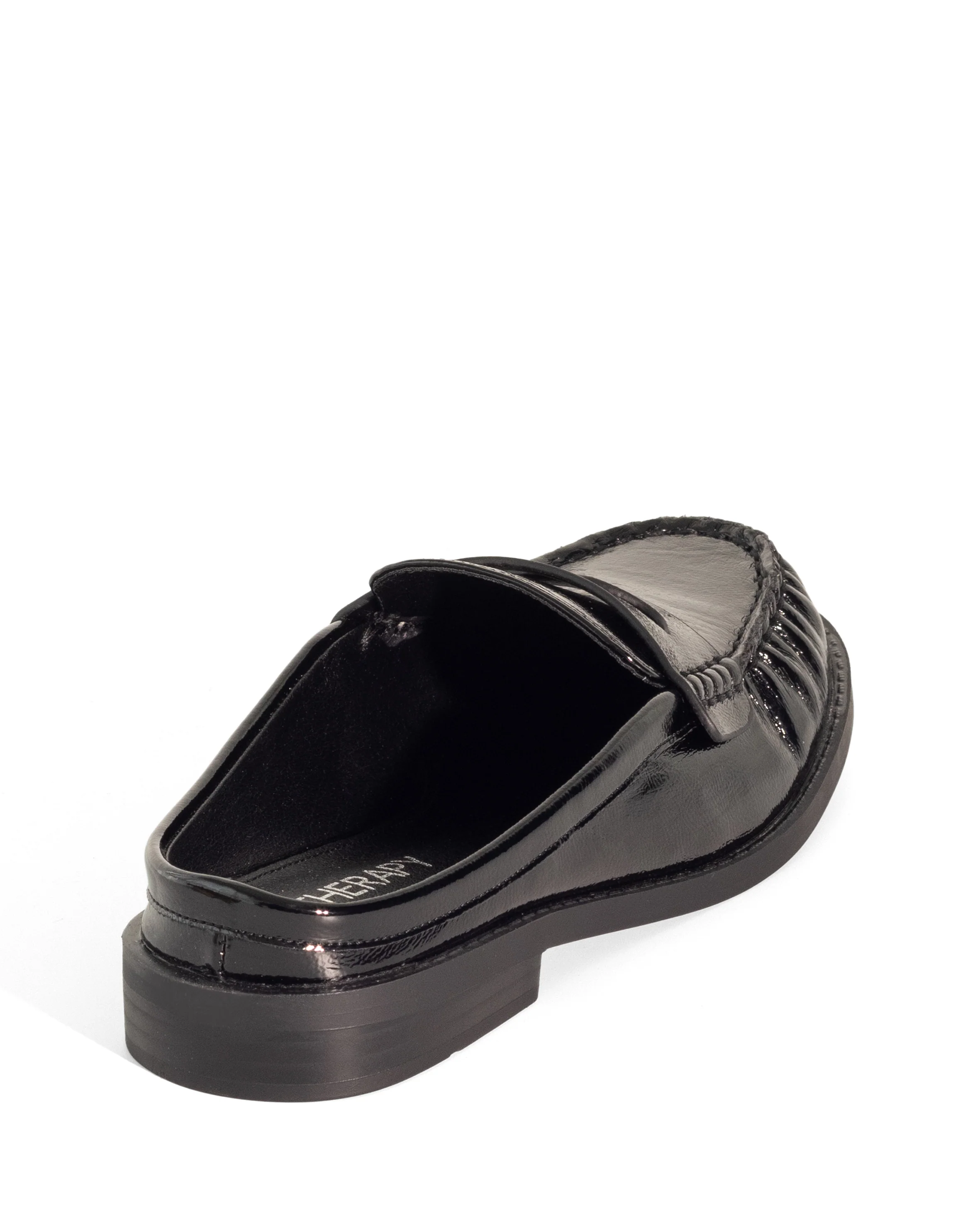 Atticus Loafer Mule Black Crinkled Patent - Image 3