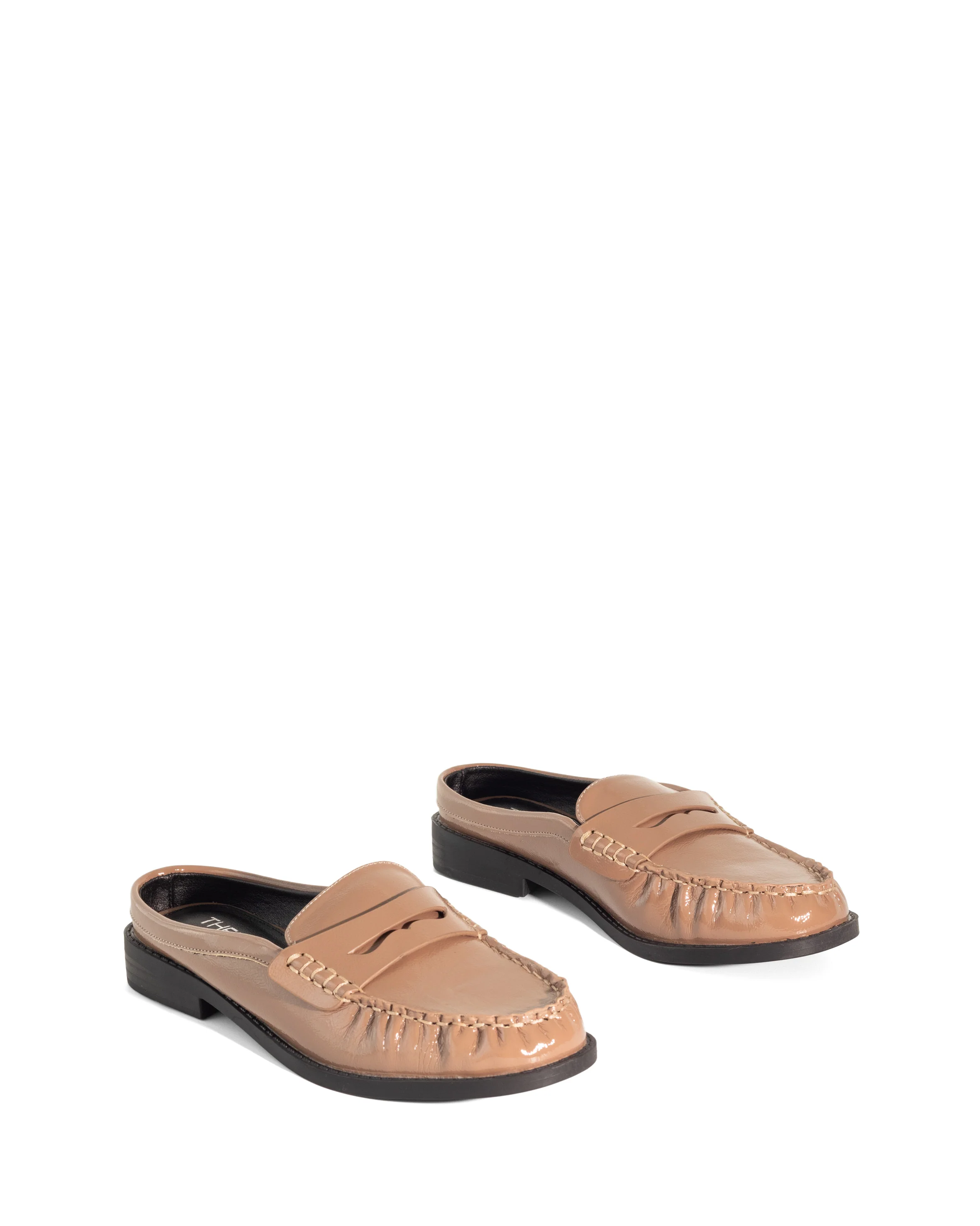 Atticus Loafer Mule Mocha Crinkled Patent - Image 2