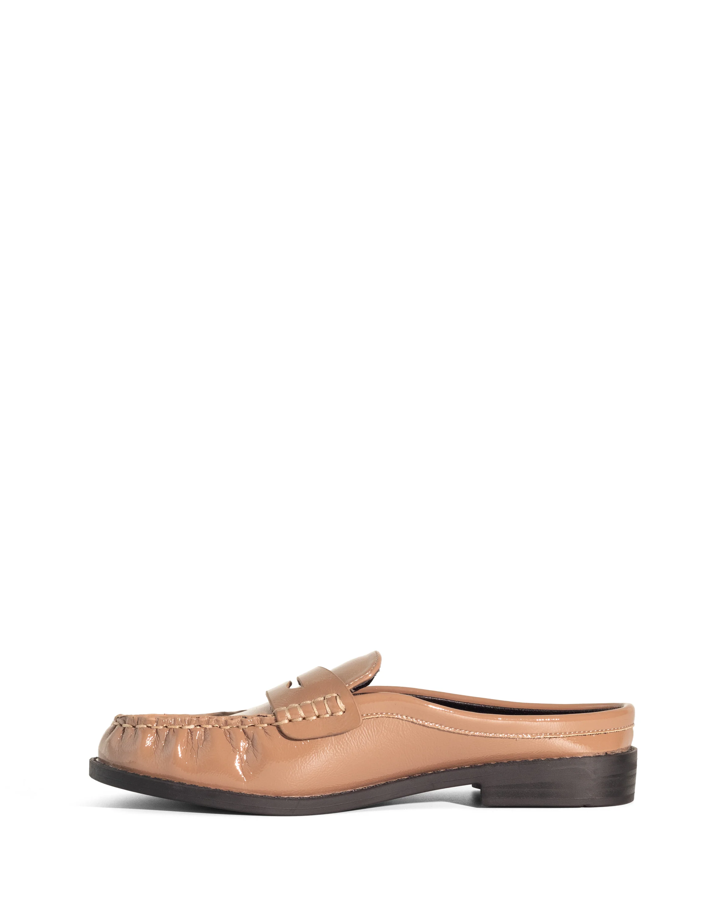 Atticus Loafer Mule Mocha Crinkled Patent - Image 5