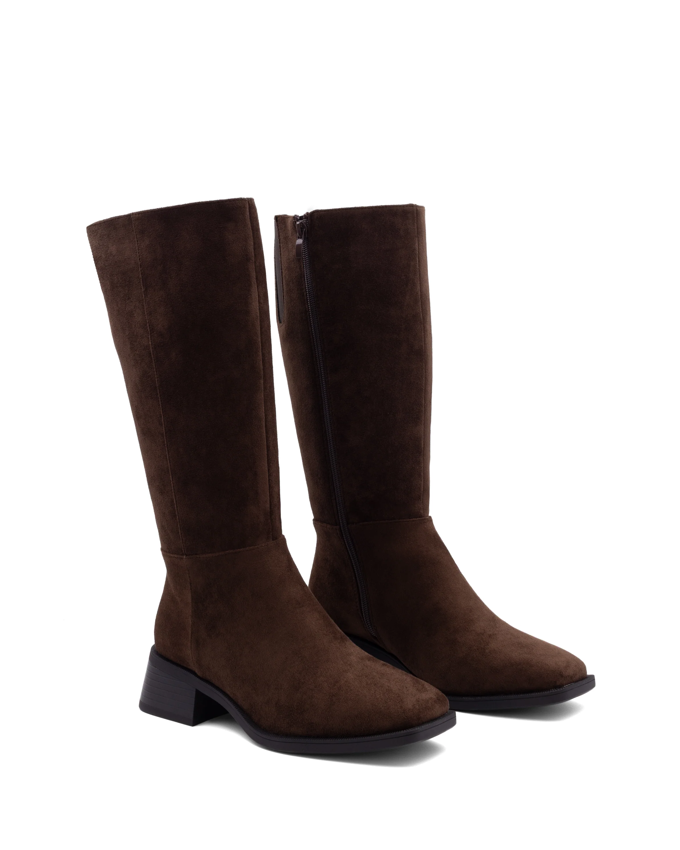 Dena Tall Boot Chocolate Faux Suede - Image 2