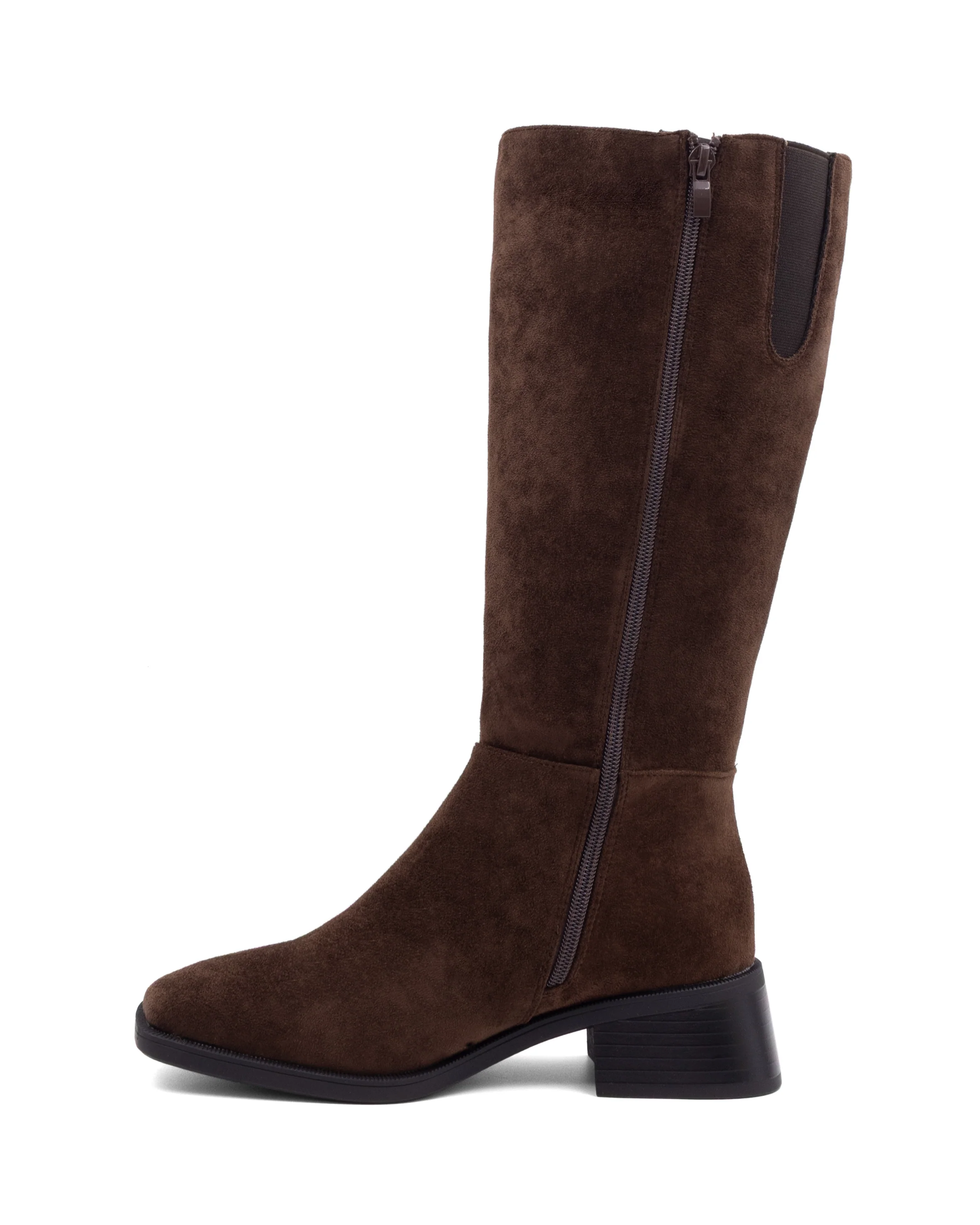 Dena Tall Boot Chocolate Faux Suede - Image 6