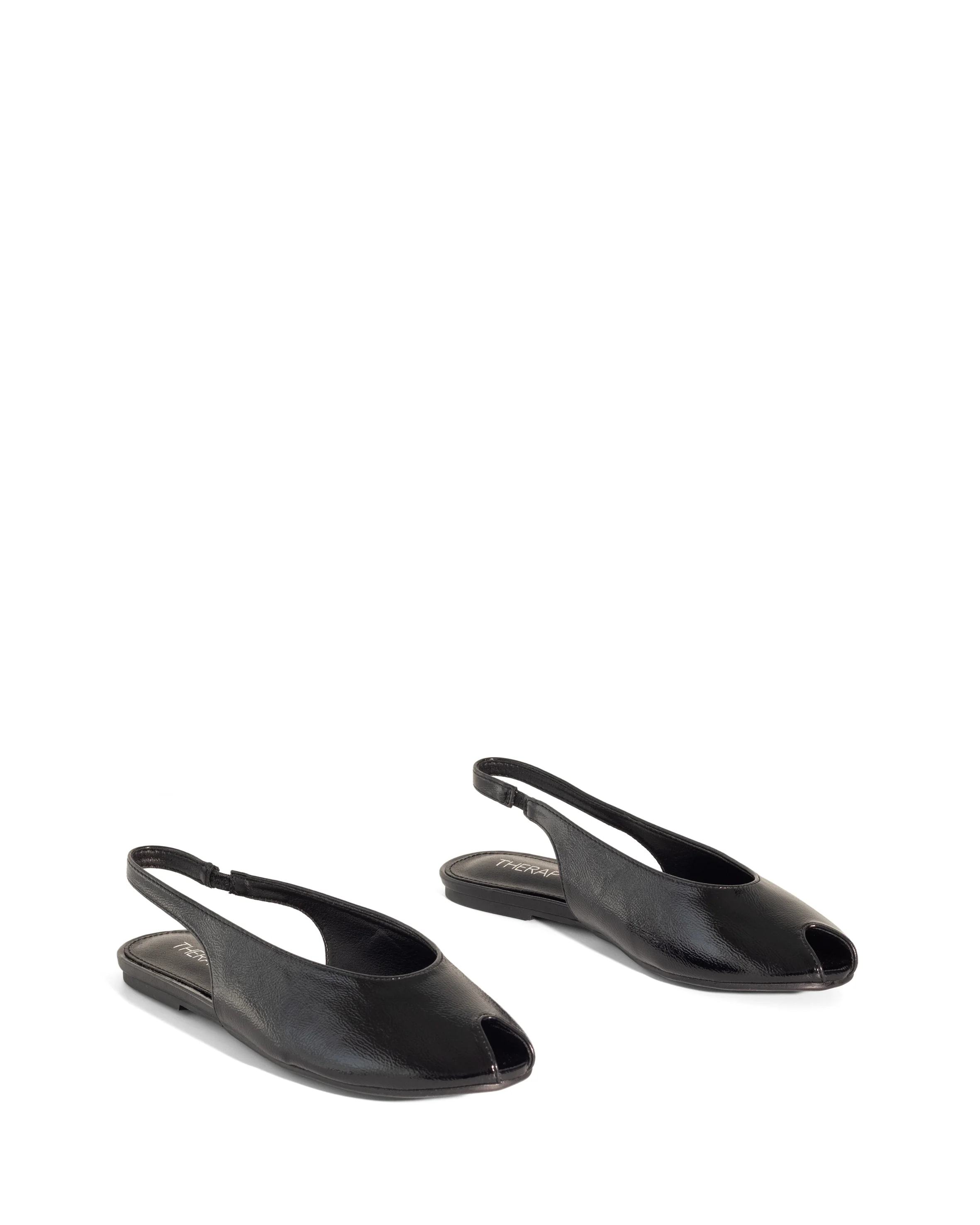 Elodie Slingback Flat Black Crinkled Patent - Image 2