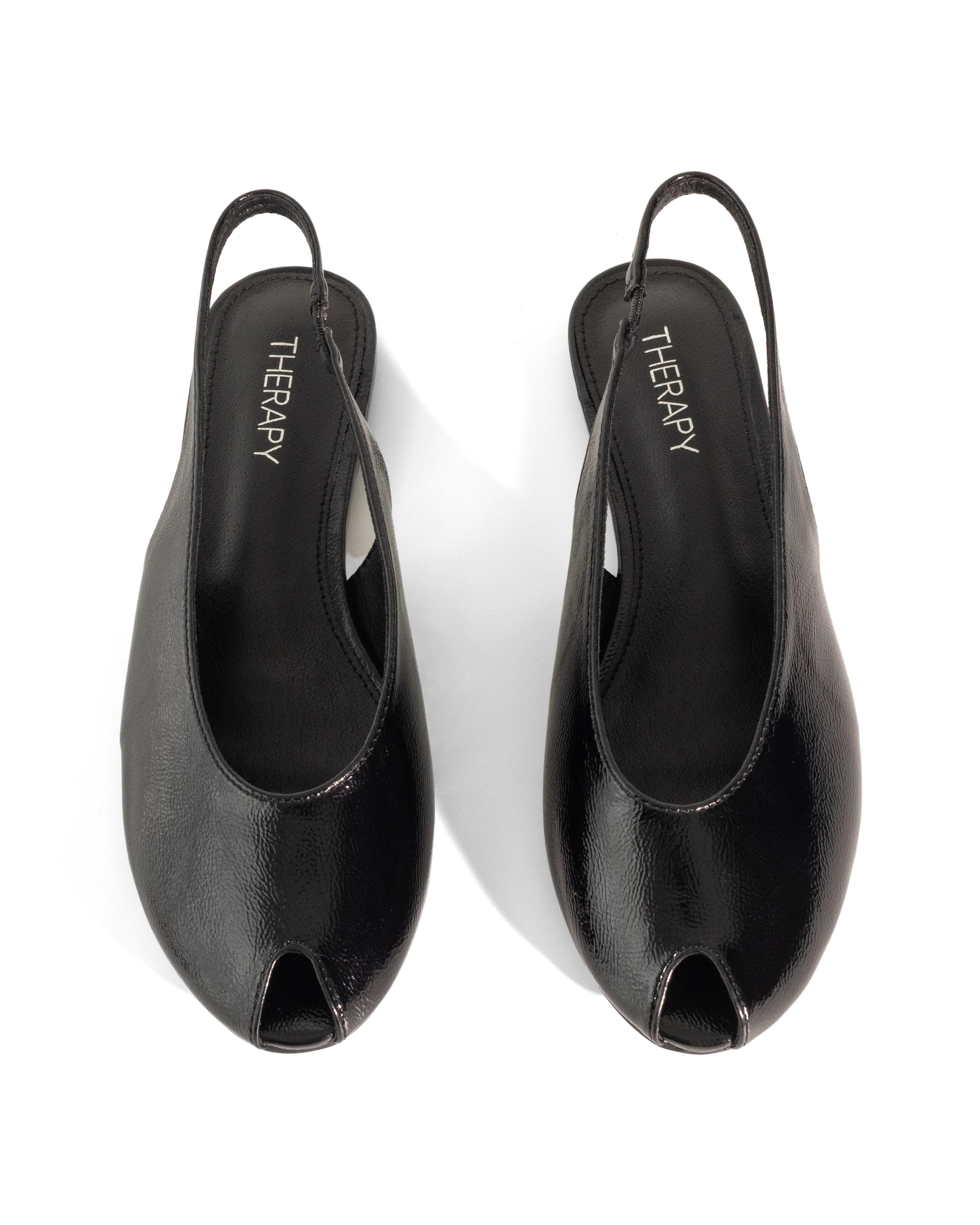 Elodie Slingback Flat Black Crinkled Patent - Image 4