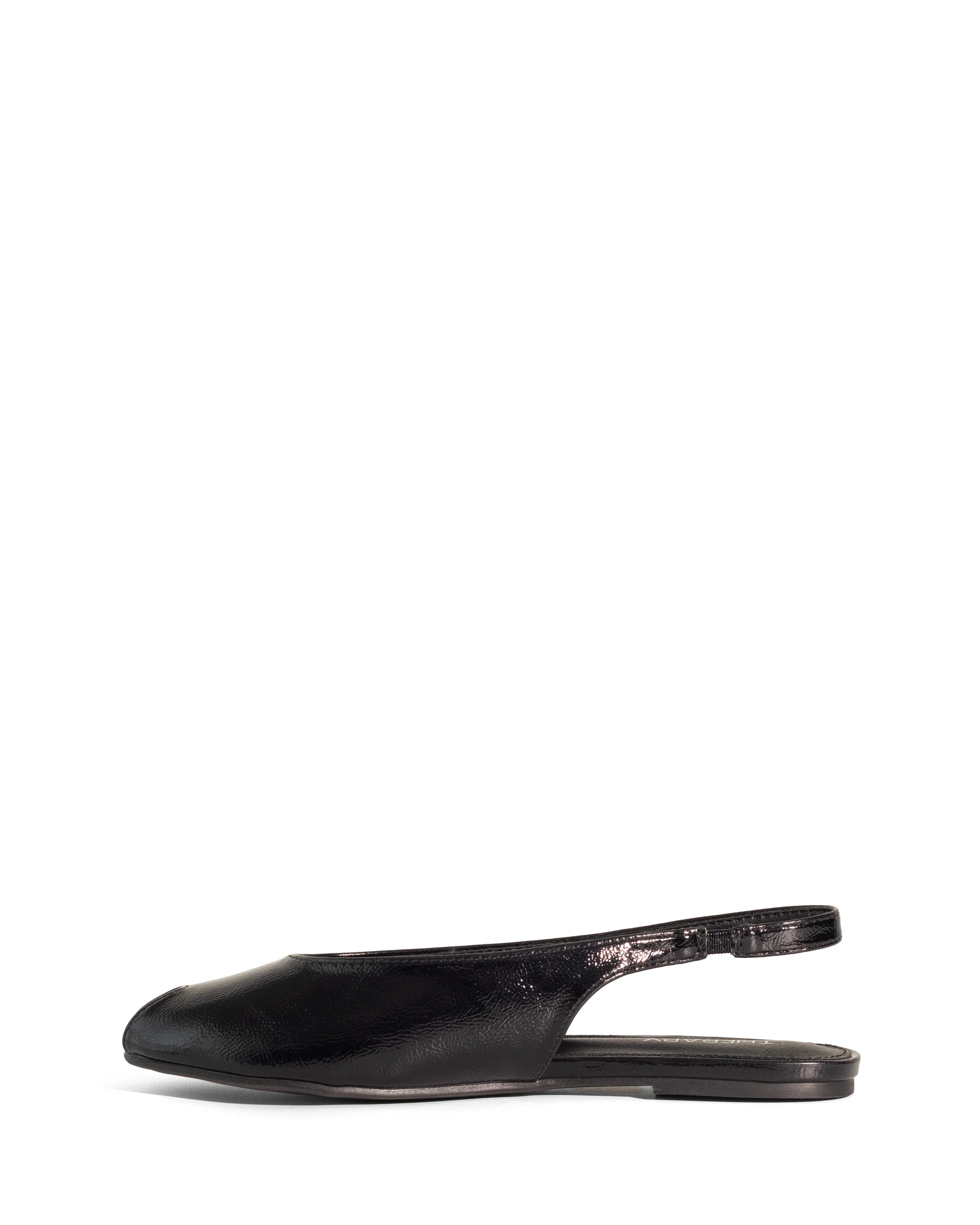 Elodie Slingback Flat Black Crinkled Patent - Image 5