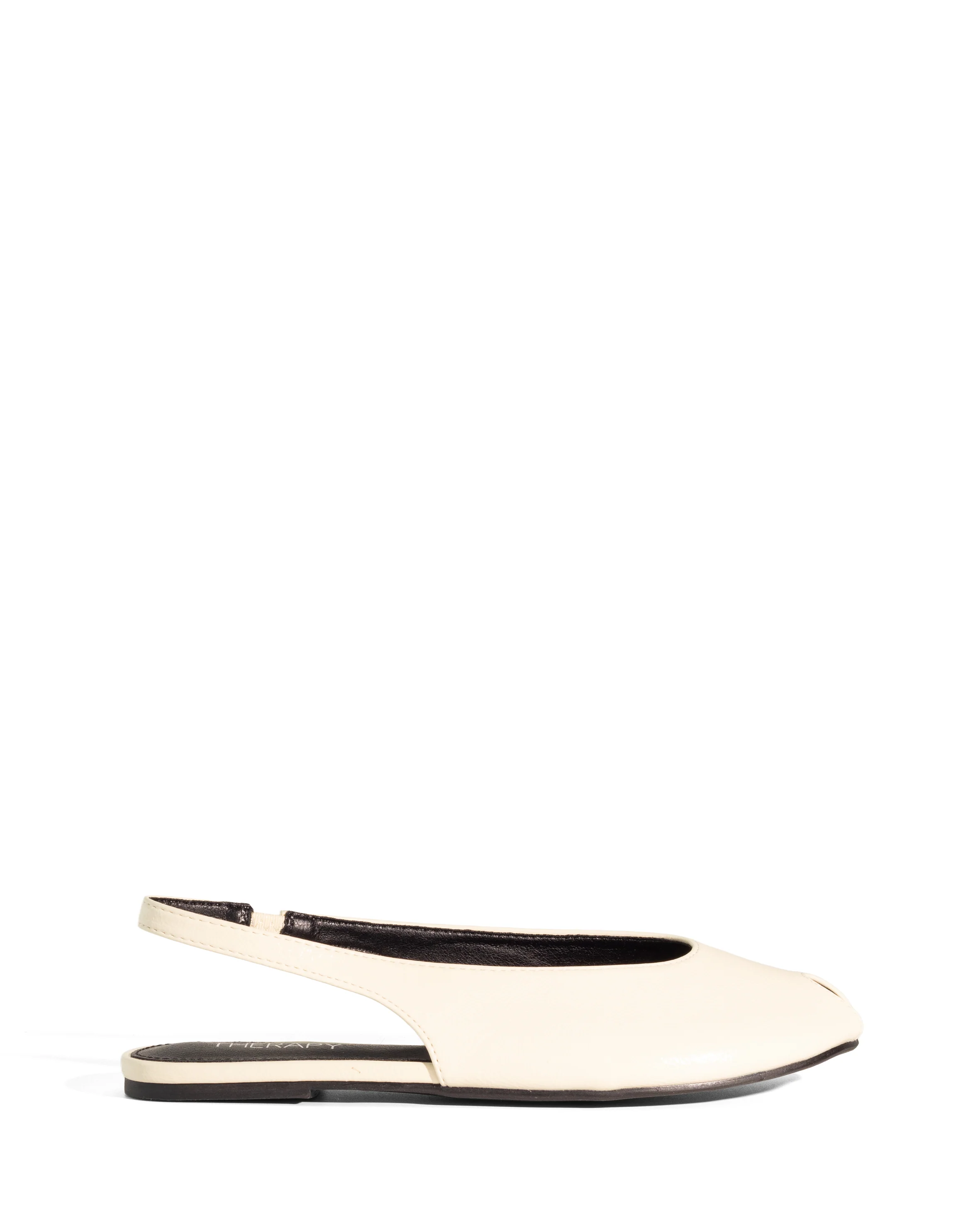 Elodie Slingback Flat Off White Crinkled Patent - Image 2