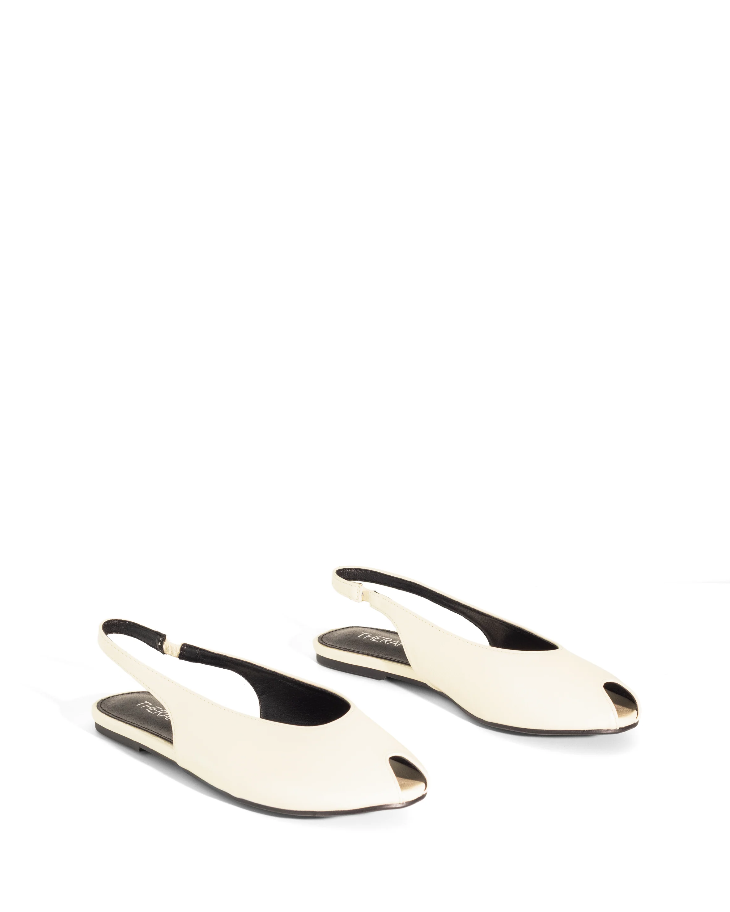 Elodie Slingback Flat Off White Crinkled Patent - Image 3