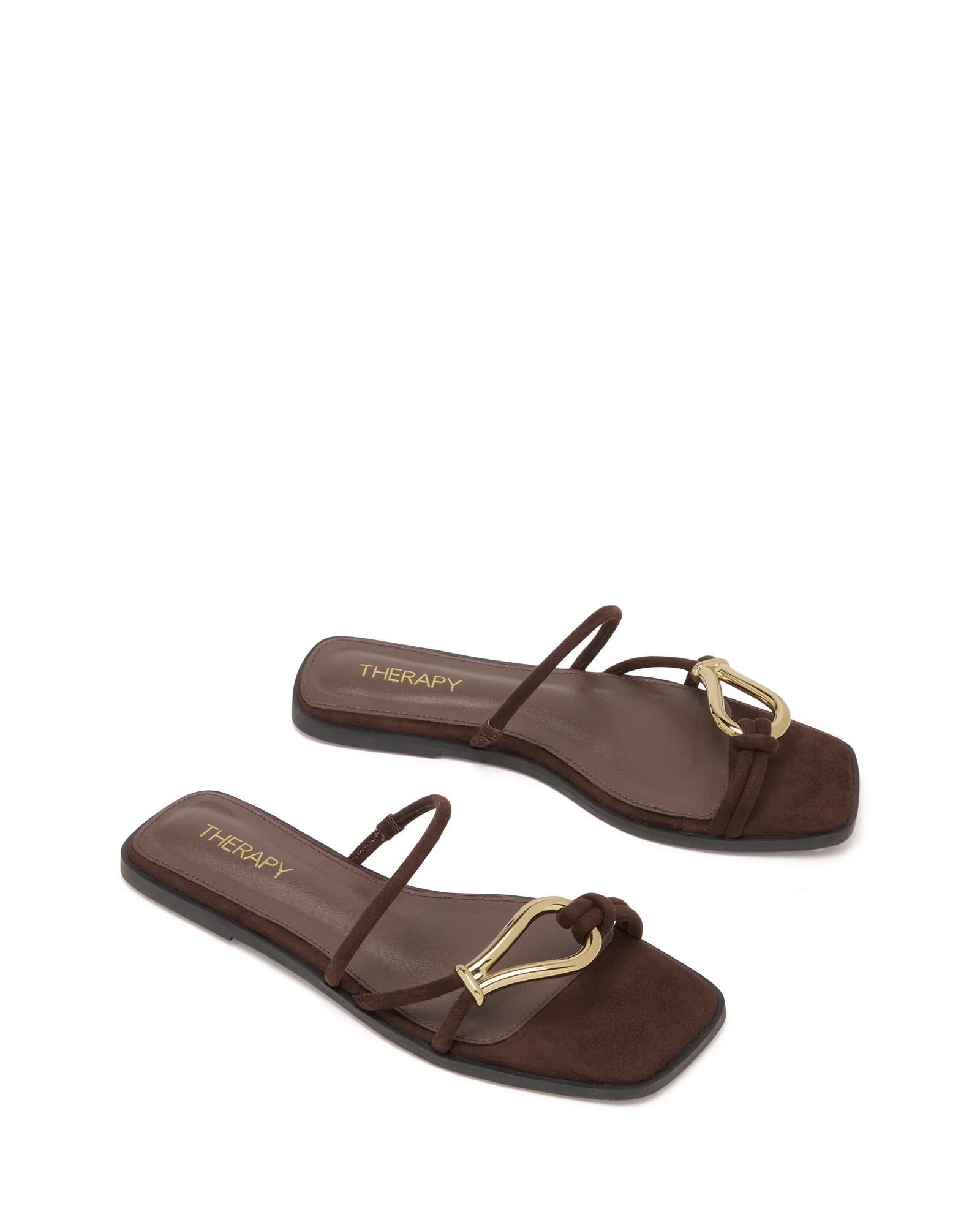 Gem Flat Sandal Chocolate Suede - Image 2
