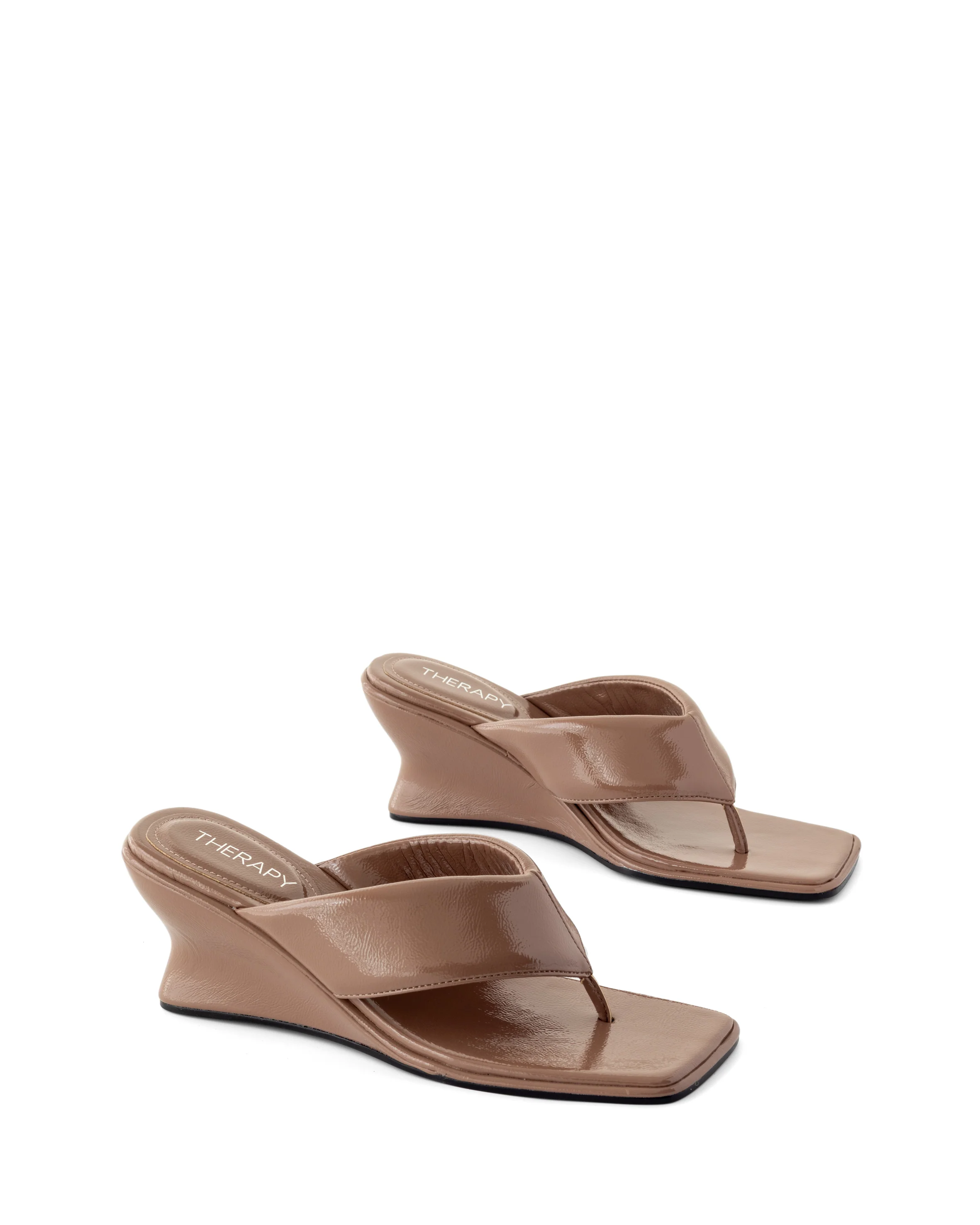 Lennox Wedge Mocha Crinkled Patent - Image 2