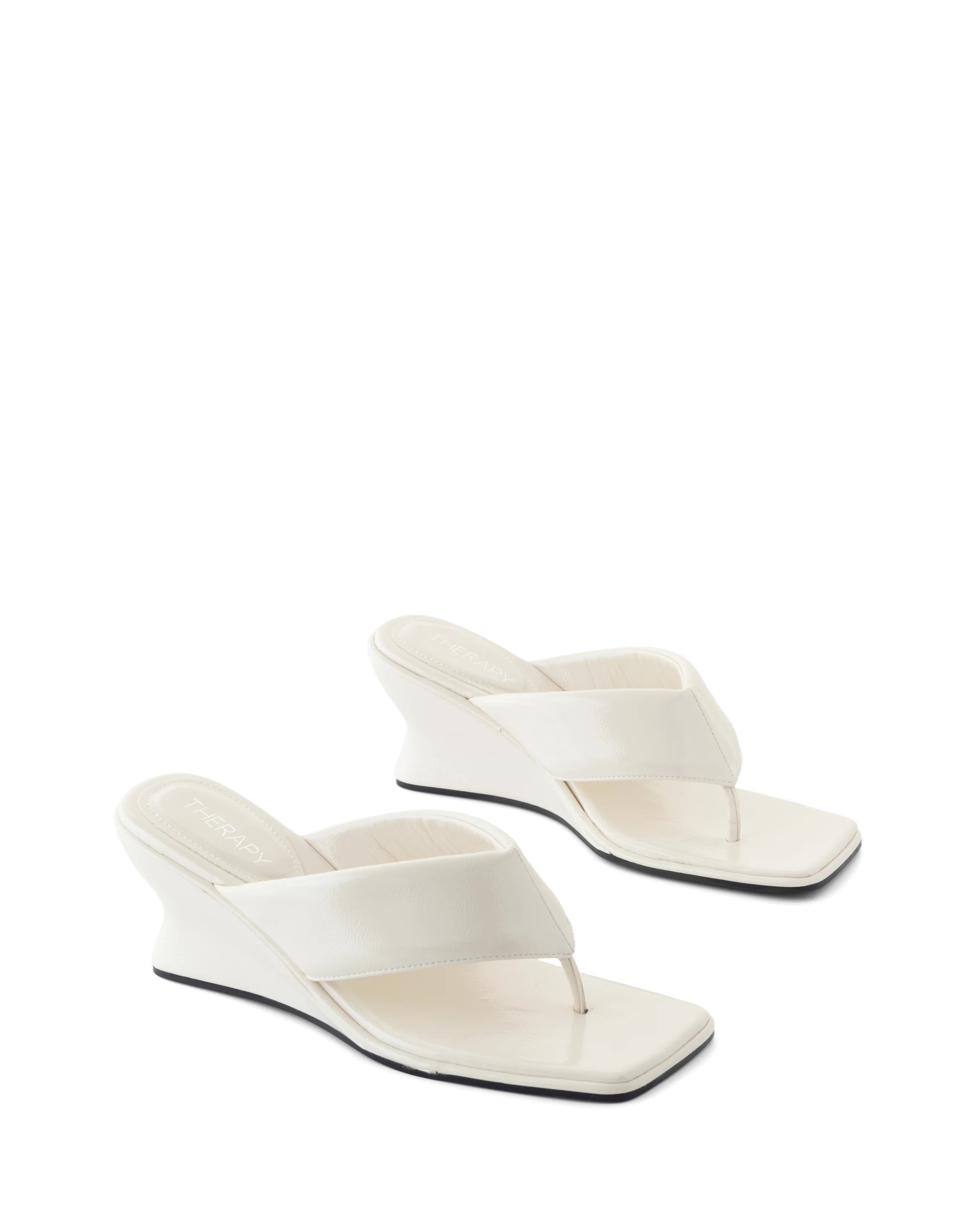 Lennox Wedge Off White Crinkled Patent - Image 3