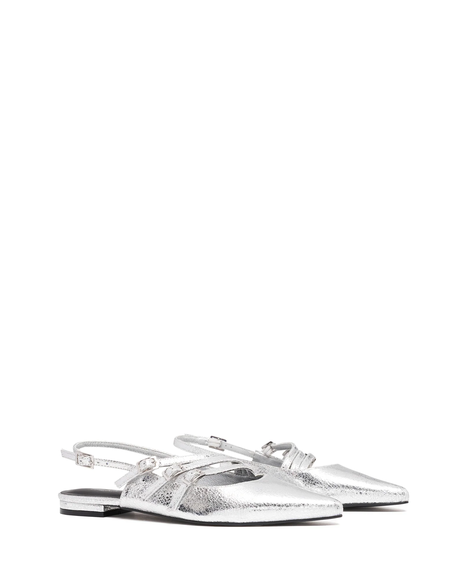Lisst Slingback Flat Silver Cracked Metallic - Image 2