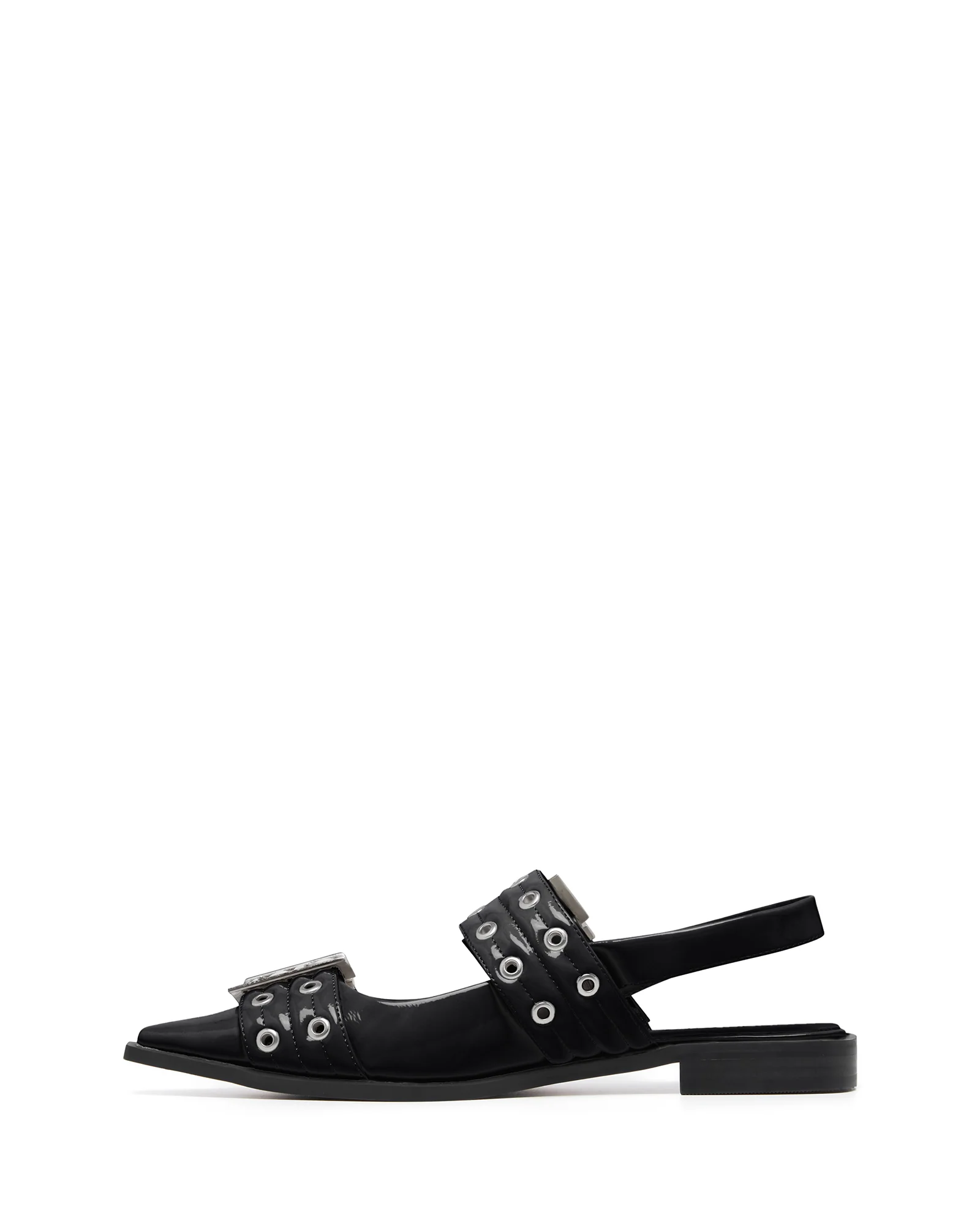 Matilda Pointed Flat Black Patent - Image 4