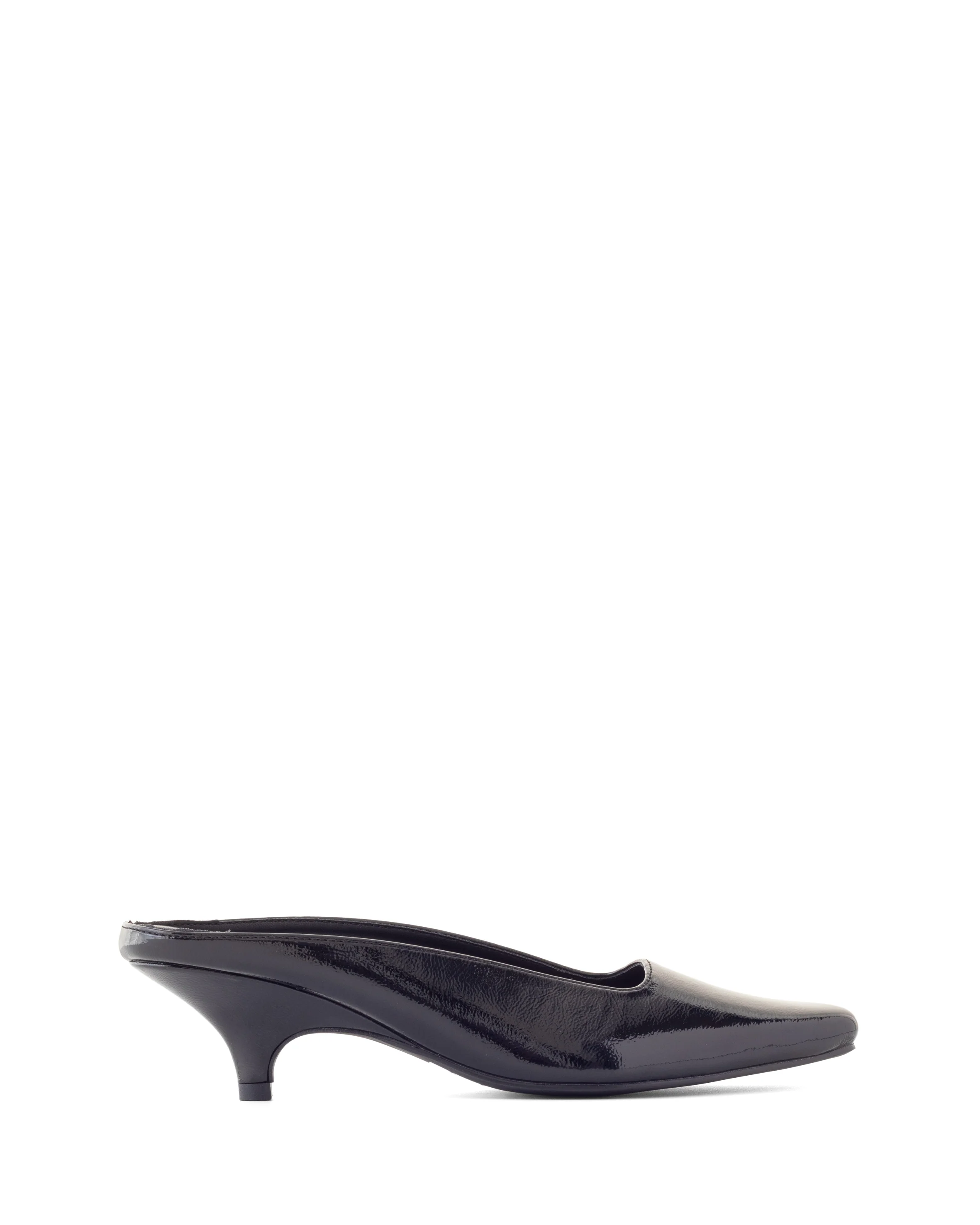 Noho Heel Black Crinkled Patent