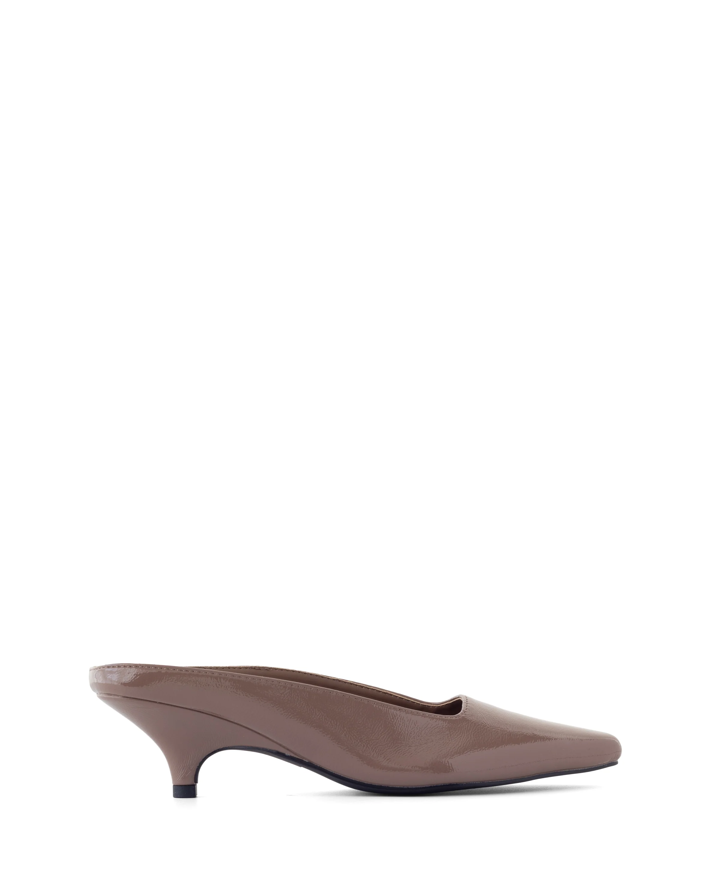Noho Heel Mocha Crinkled Patent