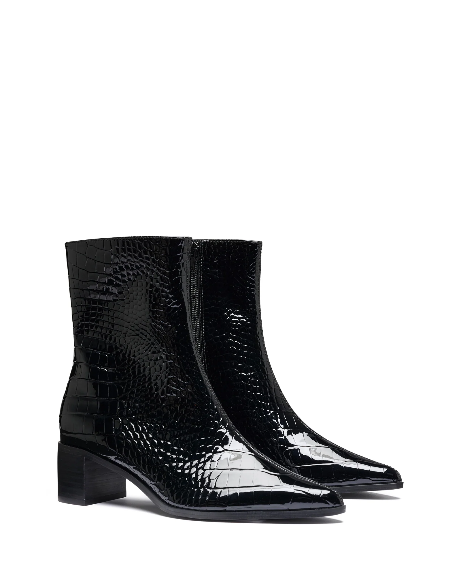 Paige Ankle Boot Black Patent Croc - Image 2