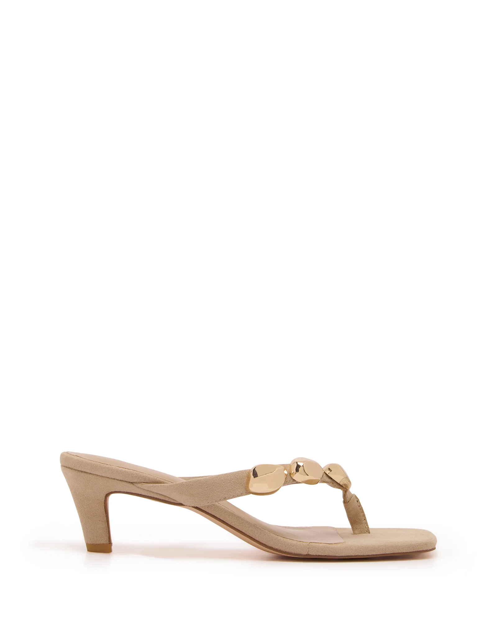 Quest Thong Heel Cashew Microsuede