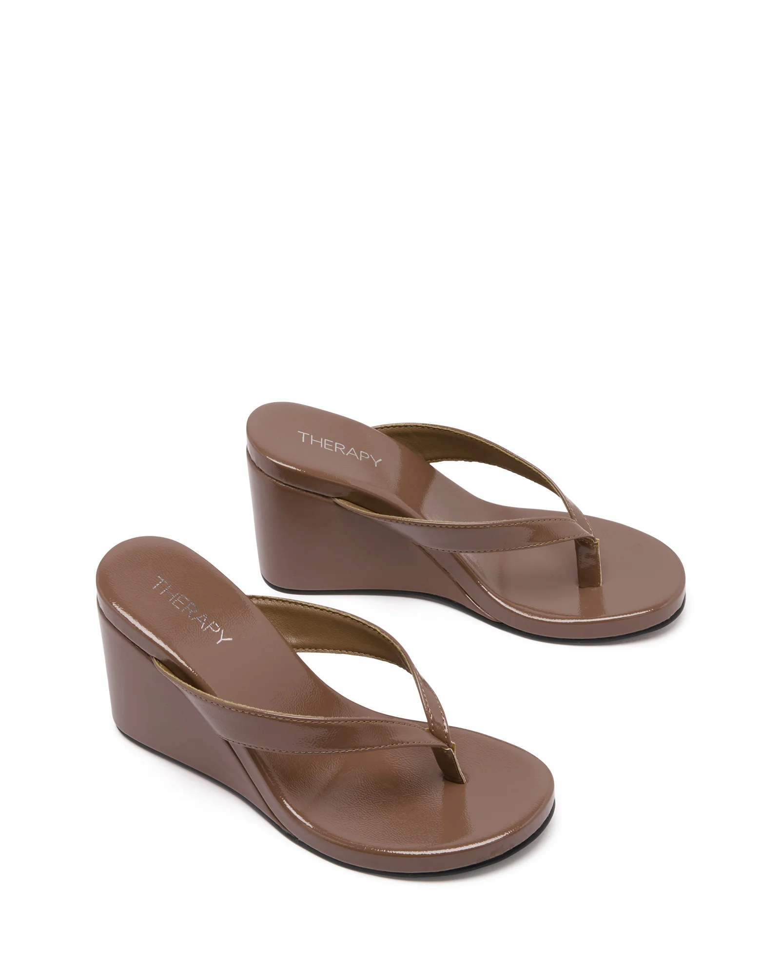 Ren Wedge Mocha Crinkled Patent - Image 3