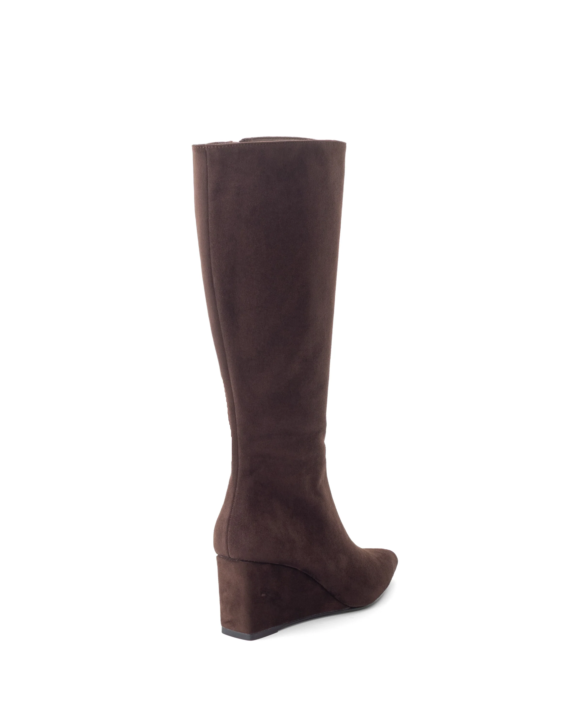 Savannah Wedge Boot Chocolate Faux Suede - Image 3