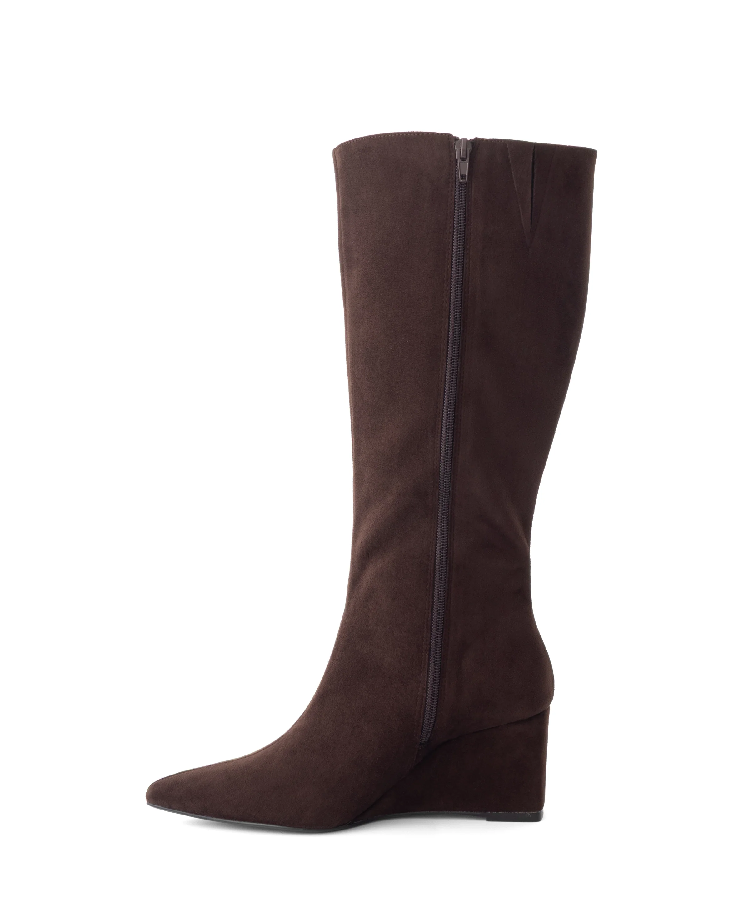 Savannah Wedge Boot Chocolate Faux Suede - Image 5