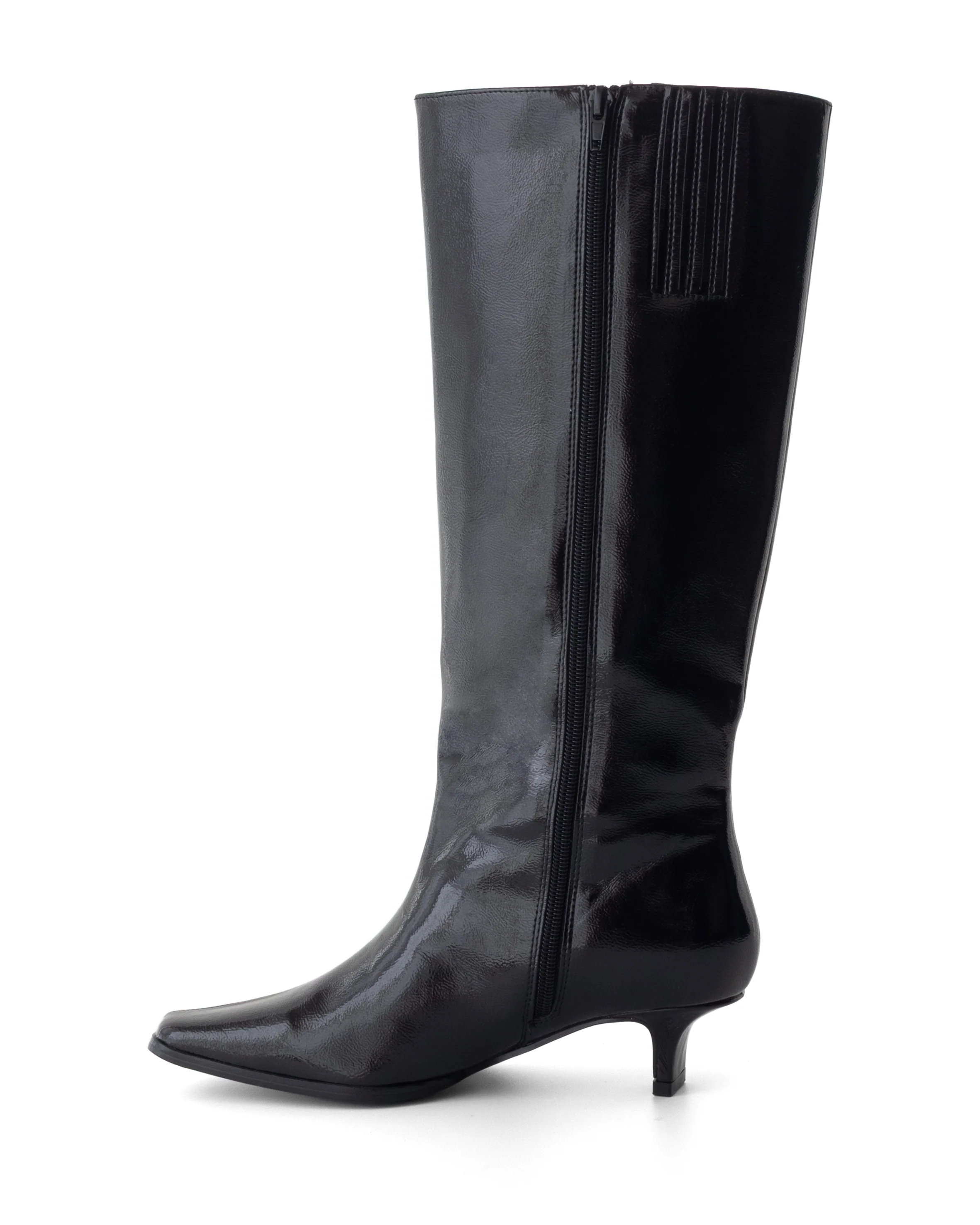 Spicy Tall Boot Black Crinkled Patent - Image 6