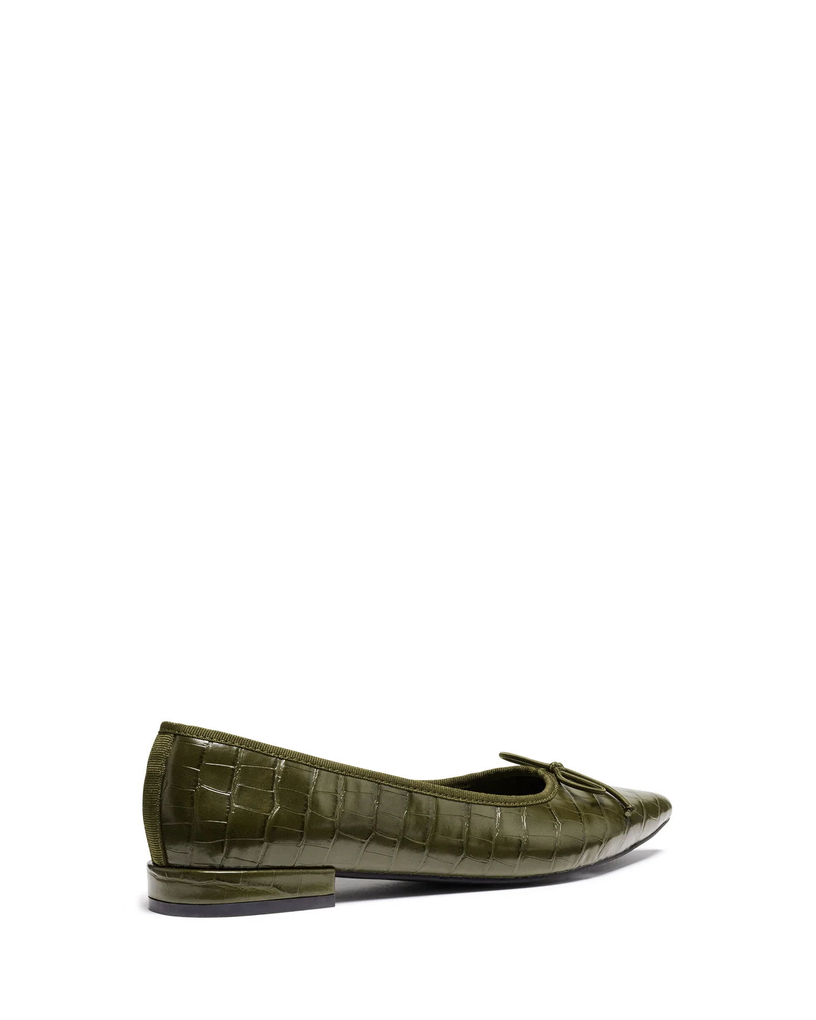 Yazmina Pointed Flat Khaki Croc - Image 3