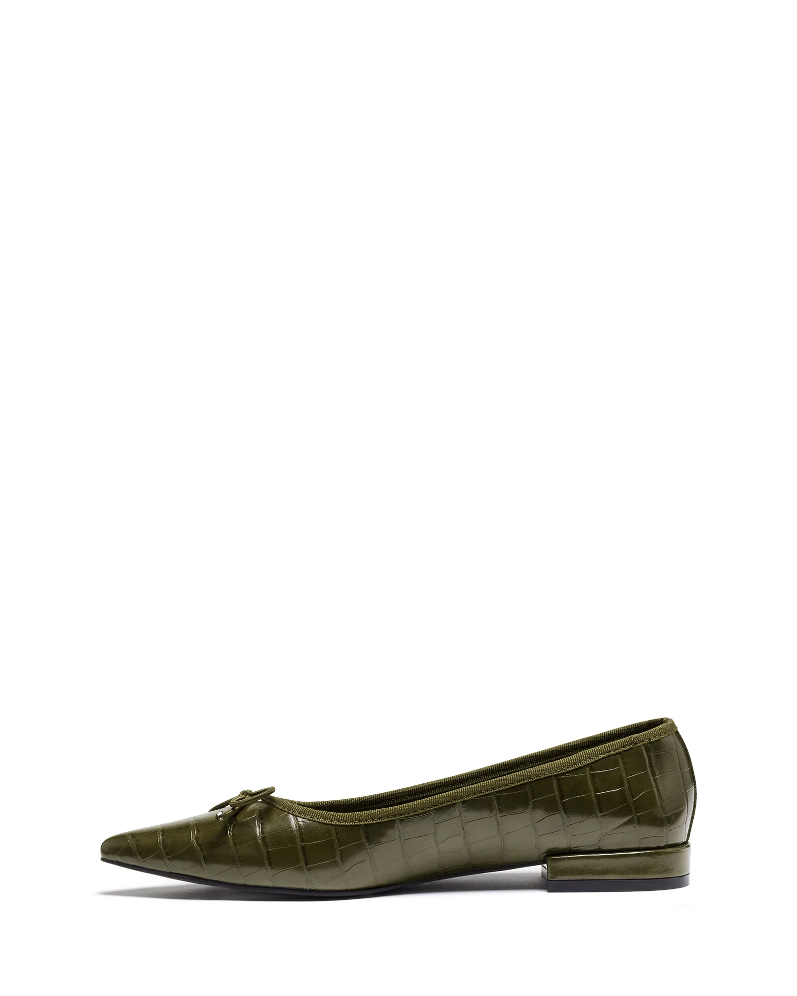 Yazmina Pointed Flat Khaki Croc - Image 4